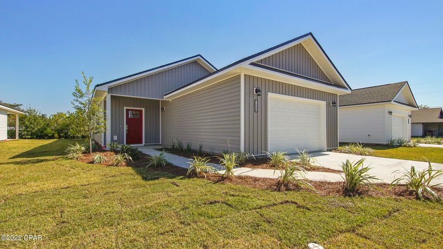 NEW CONSTRUCTION! This brand-new 2022 home features 4 bedrooms, 2 baths, an open floor plan (great for entertaining), interior laundry, luxury vinyl plank flooring throughout (no carpet) & a garage. The kitchen boasts quartz counter tops, soft close drawers, stainless steel appliances, a pantry & a breakfast bar. The master bedroom can accommodate king size furniture, has a walk-in closet & has an adjoining master bath with double sink vanity & tiled shower. The exterior features a 50x140 cleared lot, a covered back porch, a sprinkler system & attractive landscaping. Located near schools, grocery stores, restaurants & more. X Flood Zone. No HOA. Call today for more information.