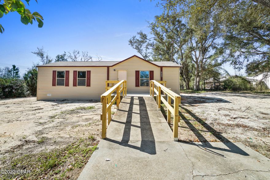 Brand NEW 2022 Legacy Model Double Wide on a .5 Acre Corner Lot is ready for its first owners! 3 Bedrooms & 2 Bathrooms, Open Living Room & Kitchen with Stainless Steel Appliances. Large Front Porch with Access Ramp. Irrigation System. Flood X. Schedule your tour before it is gone!