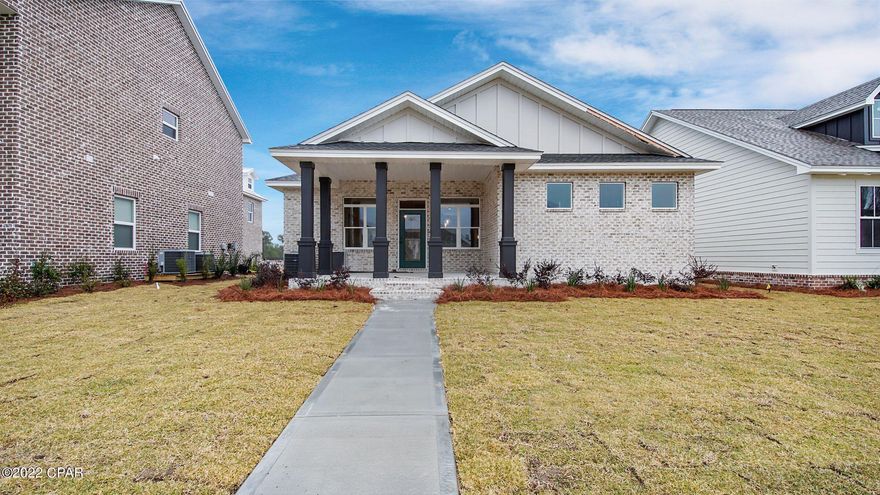 Beautiful 4br, 2.5ba home in the quiet community of Tapestry Park! Enter through the front door into the open floor plan. The large, open kitchen, with ample counter space, Custom cabinets, Upgraded Lighting, Quartz counter tops, upgraded fixtures & Stainless Steel Appliance package This home sits on a lot that faces the park. The home and park are both under construction. This golf cart community offers wonderful amenities including underground utilities, sidewalks, fabulous clubhouse, community pool, tennis and basketball courts, parks and green spaces, and low HOA fees that include cable, internet, and twice a week trash pick-up. Enjoy sunsets on the front porch of your charming home or take a short golf cart ride down to the beach! It's just that close!!