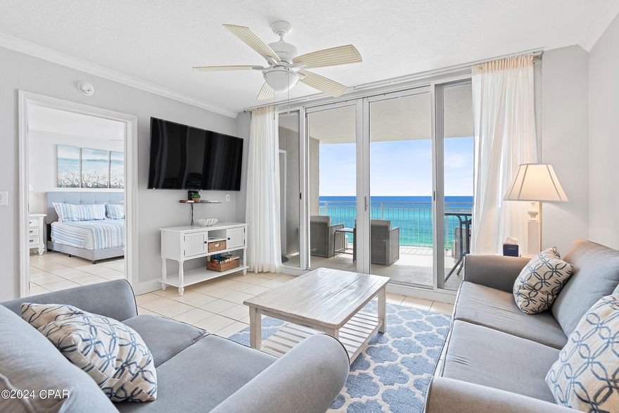 This property has sold! Discover similar listings by reaching out to us for an updated list of available properties that match your preferences. *END-UNIT, LOW-FLOOR** Escape to the beach with this fantastic 2BR/2BA+BUNKS condo at Emerald Beach Resort. Situated on a low floor, this end-unit condo offers quick and easy access to the beach and resort amenities, sparing you the hassle of lengthy elevator waits. Take in the sweeping panoramic views from sunrise to sunset of the Gulf from the master bedroom, open-plan living area, and covered private balcony. Fully-tiled for effortless maintenance, this condo comes fully furnished, accommodating up to 8 guests comfortably. The master bedroom boasts a spacious ensuite bathroom complete with a soaking tub and separate shower; the hall bunk area and second bedroom ensure ample sleeping space for all. Granite countertops adorn the kitchen, complemented by modern appliances, while a stacked LG washer/dryer in the laundry room adds convenience. Emerald Beach Resort is directly on the beach and conveniently close to Pier Park and many of Panama City Beach's popular dining, entertainment, and shopping establishments. Despite its proximity to everything, you might find you'll never even need to leave the resort for a perfect beach getaway. Emerald Beach's wealth of amenities includes three pools (one gulf-front and a kiddie pool for the little ones), hot tubs, a beachside tiki bar, an onsite Starbucks, a fully-equipped fitness center, a convenience store, and a sky bar...all promising endless opportunities for fun and relaxation. With its prime location and exceptional features, this end-unit condo is not just a great rental property - it's a gateway to unforgettable vacation experiences. Schedule your viewing today and experience the joy of owning at the beach.