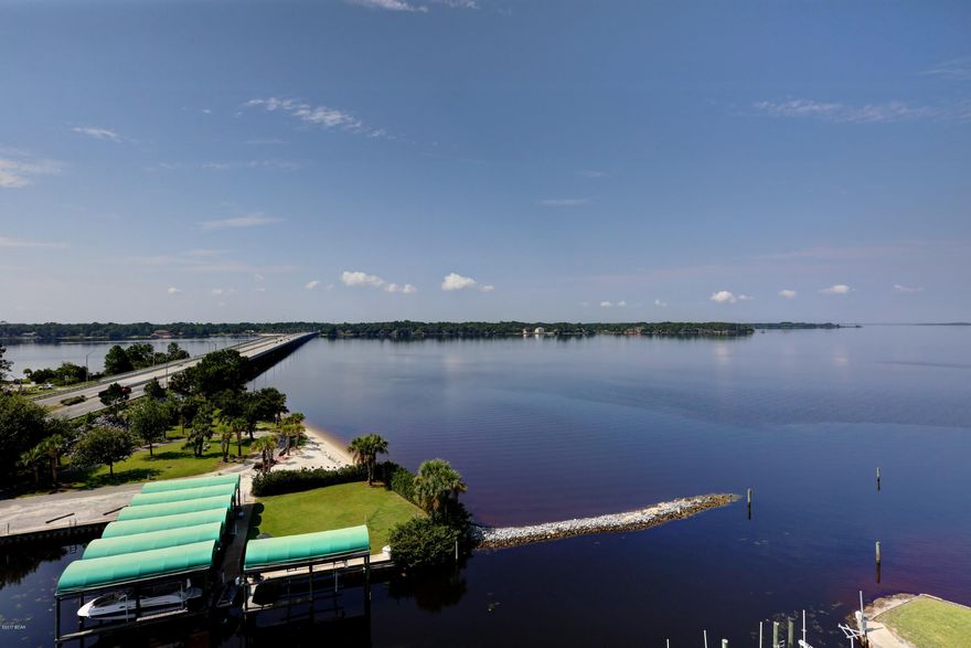 Extraordinary 2 bedroom 2 bath, 7th floor condo at Marina Bay, which provides luxury living and a panoramic view of the most striking sunsets you will ever see.  This unit has been professionally remodeled to include totally repainted interior, wood laminate flooring, granite countertops, tile backsplash, stainless appliances, all new light fixtures and so much more. Interior features include spacious foyer, living rooom flows into the kitchen and dining area, all offering spectacular water views. The master suite offers a large walk in closet, ceiling to floor windows, private balcony access making it the perfect place to enjoy your morning cup of coffee, tray ceiling, separate jacuzzi tub, walk in shower, dressing area with an additional vanity.  Second bedroom is very spacious, tray ceiling and has it's own private full bath.  You will find the kitchen is very inviting with an abundance of over sized cabinets, pantry, granite countertops, tile backpack, plenty of counter space making it ideal to prepare gourmet meals, while looking on to North Bay.  Marina Bay offers a newly remodeled community room, Bay front pool,  secured covered parking, elevators, security gate, community dock, private beach and lounge deck with hot tub.  The atmosphere is one of a community with regular events and social gatherings. This unit is a must see, call for your private showing today.  All ages, sizes, including sq.ft.  are approximate measure if important.