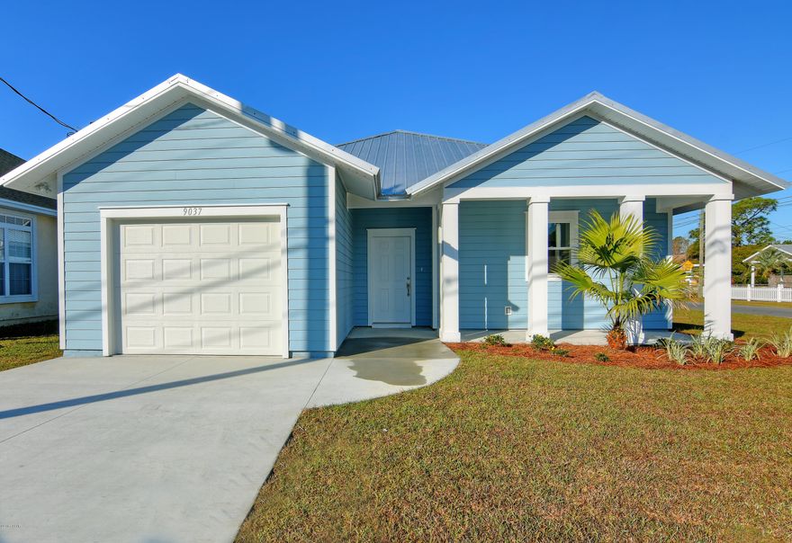 BRAND NEW IN PANAMA CITY BEACH PRICED UNDER $215,000! Charming curb appeal, complete landscaping with sprinkler system, corner lot, metal roof, plus a nice size yard! You'll love the interior as well featuring a comfortable floor plan, porcelain plank tile, granite tops, stainless appliances, stylish lighting, plus large Low E windows! Centrally located between Pier Park, the Navy base and the beach. This popular local builder offers a 10 year home warranty, professional home and wind mitigation reports at no cost to the buyer! This is the perfect investment at a terrific price!