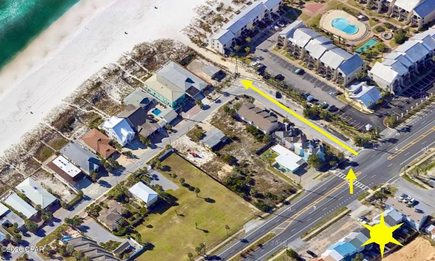 RARE OPPORTUNITY! ONLY 450 STEPS FROM THE BEACH with NO HOA. SHORT TERM RENTALS ARE ALLOWED! ALL FOR UNDER $300K!! This is your opportunity to have an affordable home or investment across the street from the world's most beautiful beaches!! This adorable townhome has two bedrooms, one and one half baths, 4 year old roof, new granite countertops in the kitchen, no carpet, cute back yard area, fresh paint throughout. The only thing missing is you! This is a must see that will not last long! Call your favorite realtor to schedule a showing! All information is approximate and should be verified by buyer if important.