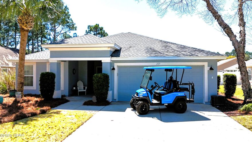 Location Location! Ride a golf cart, bike or even walk to Pier Park or the beach.  From the back patio watch the sun set, see the Pier Park Ferris Wheel at night or even watch the fireworks on the 4th of July.  Cross the street to visit Frank Brown Park with 3 dog parks, pools, playgrounds and tennis courts.  This home is located in the Palmetto Trace neighborhood, which is an HOA community containing two pools/ club house, dog stations, tree-lined streets/sidewalks and access to Gayle's Trails for hiking and biking. 
     This recently painted home features a new roof (2024), new Daiken HVAC (2025), and a high efficiency wi-fi enabled hot water heater (2022).  Both bathrooms have new custom cabinets with quartz countertops, and the home is only 4 houses down from the largest neighborhood pool.