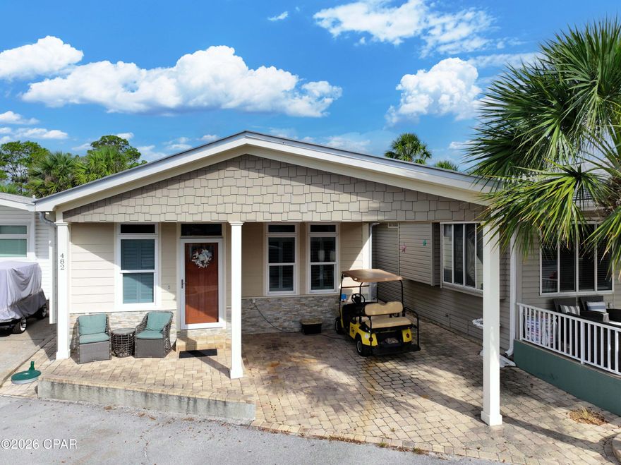 Here is a rare opportunity to own a luxury 3 bedroom, 2.5 bath coastal home in Venture Out that backs up to St. Andrews State Park. This house was build by one if the best builders in Bay Co and is full of detail and craftsmanship.  The master has a queen size bed, the second guest bedroom has a queen bed, and the third bedroom has queen size Murphy bed. This beautiful coastal home comes fully furnished and ready to be vacation home or an investment property.  The kitchen has quartz countertops, high end stainless steel appliances and loads of cabinet space.  The home has linens included (bed sheets, bath towels, hand towels), washer/dryer, dishwasher, golf cart, all the utensils making it turn key. Enjoy the evening sitting on the back patio watching the deer and other wildlife go by or sit on the front porch and enjoy the people as they pass by. You can also take the golf cart for a short two minute ride to the beach, cruise around the neighborhood, or go sit at the back of the resort and watch the boats and dolphins in the lagoon. There are also many restaurants and family friendly activities that are just minutes away.

Located on the most desirable lot backing up to the State Park - great backyard - beach and bay property - 2 community pools - tennis - putting green - shuffleboard - boat dock - fishing dock - golf cart community.  All measurements are approximate - please measure to verify.