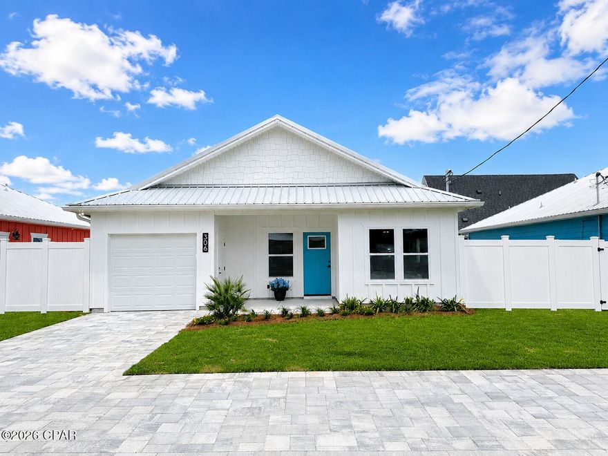Welcome to brand new construction in the heart of Laguna Beach, the most desirable community on the west end of Panama City Beach.

Located on Jasmine Place, this home offers a rare blend of privacy and proximity to the Gulf. Set on a quiet street with no HOA, it captures the feel of Old Florida living while still being just a short golf cart ride to the beach.

Configured as a 2 bedroom with an additional dedicated Bunk Room, the layout allows for extra guest space and strong rental potential. The open concept design and easy flow make it ideal for full time living, a second home, or an investment property.

The home features LVP and ceramic tile flooring, quartz countertops throughout, and custom built all wood cabinets with soft close doors and drawers. The primary bath offers dual vanities, while tray ceilings in the living area add a subtle architectural touch. Additional highlights include a metal roof, high impact windows, an outdoor shower, and a private fenced patio with a paver area. Landscaped with irrigation.

The location is both peaceful and convenient. You're just minutes from local favorites like The Carousel Supermarket and Thomas Donut, along with nearby beach access points known for a quieter stretch of shoreline. 30A, Pier Park, and dining options are all a short drive away.

Whether you're looking for a primary residence, vacation getaway, or income producing property, this is a rare chance to own new construction so close to the Gulf.
