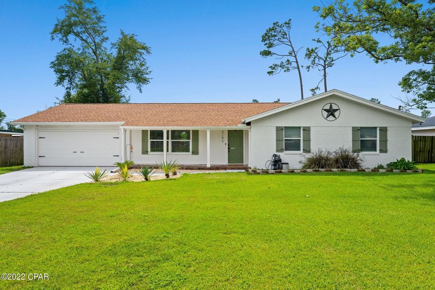 Currently under contract, seller accepting backup offers. Updated brick home with a 2-car garage centrally located in Forest Park. The home features 2 living areas and a separate dining area.  Vinyl plank floors in all main living areas. Kitchen features stainless appliances, farmhouse sink, lots of cabinet space, and quartz counters. Laundry room off the kitchen is huge can also be used as a craft room, work out room, or office. Large master bedroom with walk-in closet and bath with beautiful, tiled shower. Home includes 3 additional bedrooms and another bathroom.  The backyard is fully fenced and large enough for barbeques and entertaining. Covered patio is a great place to sit and relax. Convenient to 23rd Street corridor shopping, dining, and hospital. Just a short drive to beaches, Tyndall, Navy Base, and all area attractions. New roof 2019, Water Heater 2015. House was redone after Michael in 2019. 

All measurements are approximate, please verify if important.