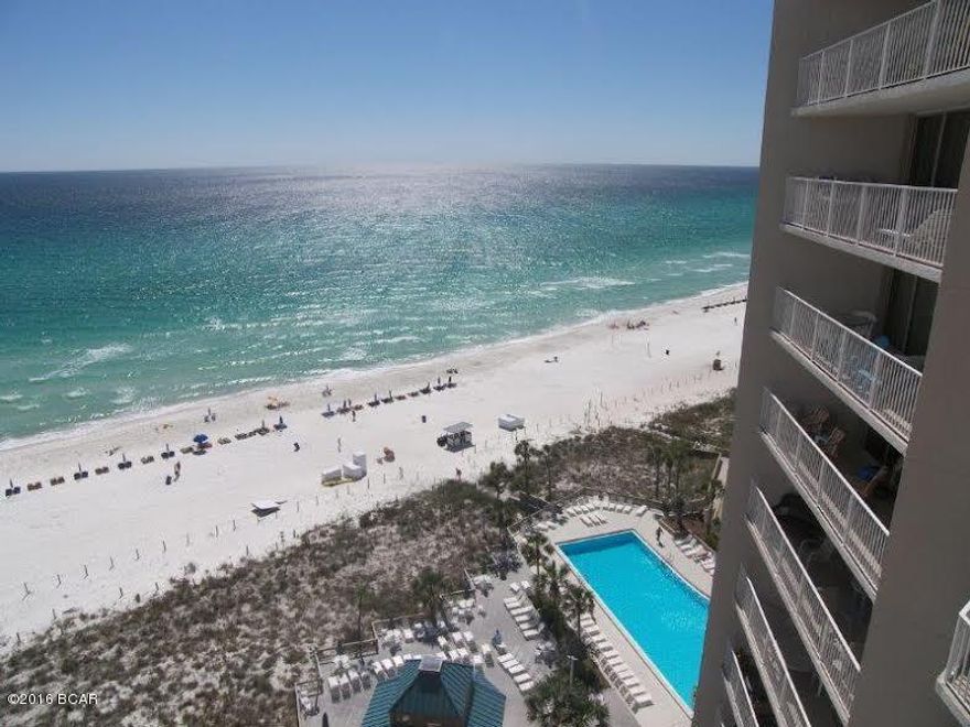 Enjoy the Sunsets from relaxing on your Balcony in this Beautiful Large 2BR/2BA 1286 sq. ft. Great Rental Investment or Beach Get-A-Way. Fully Furnished and rental ready.  Tile flooring throughout, Bedrooms Carpet. Updated Kitchen/Master Bath. Excellent Gulf Front Views and Pool view. Balcony extends from Living Room to Master Bedroom, you can see the Gulf from almost every room. Dunes Of Panama is well sought after Community, you can enjoy Worlds most Beautiful beach, volleyball, tennis, and three pools for your sunning pleasure with Grills to enjoy outside dining. All dimensions are appox.