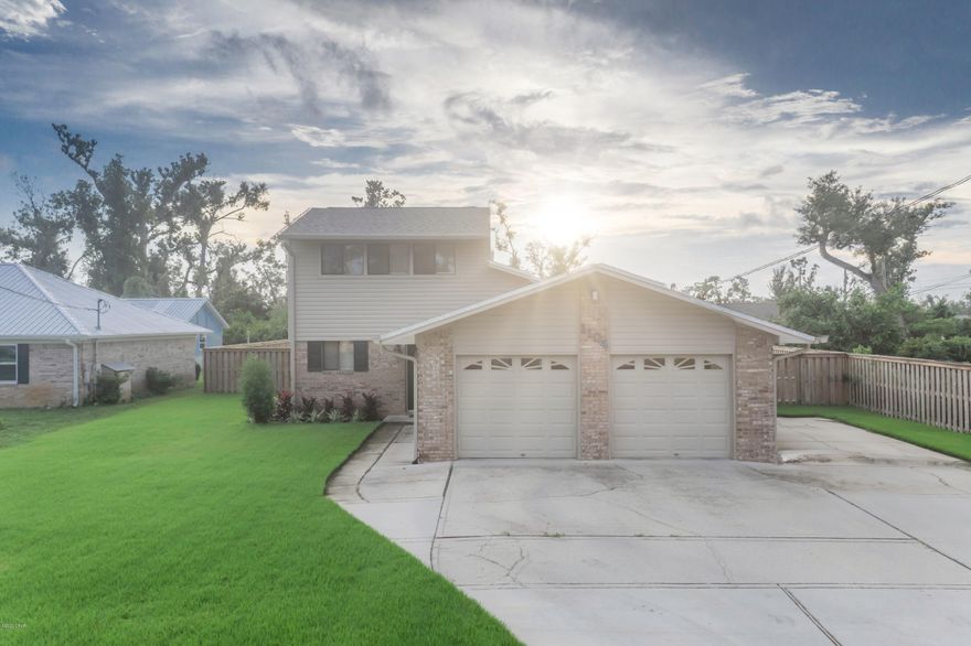 Very Nice Brick In Lynn Haven, New roof, Shadow box privacy fence, new outbuilding, fresh paint and vinyl plank. Kitchen has stainless steel appliances  with abundance of cabinets. Open to dining room and great room. Spacious master with walk in closet and bath. Screen porch to enjoy the evenings with new storage building with electric. Upstairs loft (currently sued as media space) could easily be turned into 3rd bedroom. Minutes from shopping....