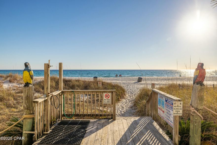 CURRENTLY UNDER CONTRACT, SELLER WILL CONSIDER BACKUP OFFERS. Step back in time with this charming Gulf-front studio at The Ambassador, a beloved  Mom & Pop-style complex that captures the essence of Old Florida. This ground-floor unit offers easy, direct beach access making it the perfect getaway for a weekend retreat, short-term rental, or your personal beach home! Recently updated and beautifully furnished with a stylish, Beachy vibe, this condo is move-in ready. Plus, this complex is a pet-friendly community for both owners and renters—complete with its own dog park! Location is everything, and this condo is in the heart of it all! Conveniently located to Shuckums Oyster Bar, Gulf World Marine Park, and Pier Park for shopping, dining, and entertainment.  

Don't miss your chance to own a piece of paradise!