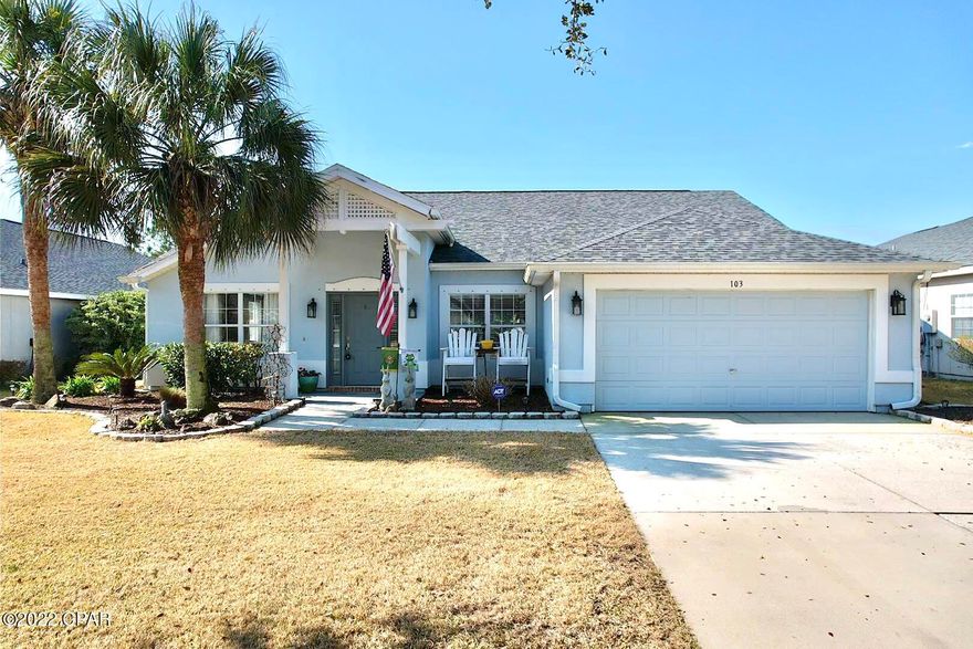 You are not going to Want to miss seeing this move in ready Home and walking Distance to Pier Park .Short ride to the World's Most Beautiful Beaches .Palmetto Trace has Tree Lined Streets Underground Utilities and 2 Great Pools .This 3 Bedroom 2 Bath Home is Immaculate .Great Floor Plan for Entertaining Friends and Family .

Splint Floor Plan .New Roof 2019 .Stainless Appliances and Granite in this Beautiful Kitchen .

This home overlooks a Beautiful Pond .

With a Deck to Enjoy the Sunsets .
