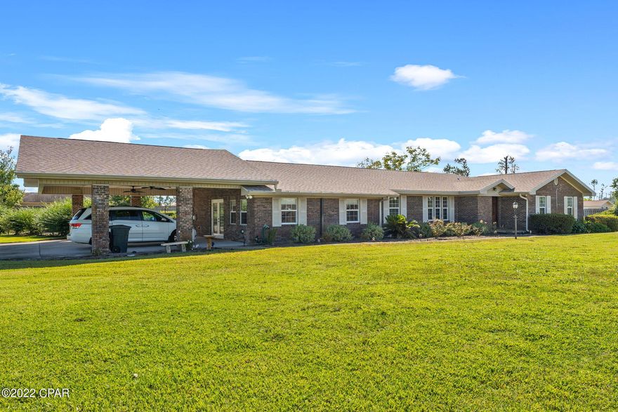 'CURRENTLY UNDER CONTRACT, SELLER WILL CONSIDER BACKUP OFFERS'This 4-bedroom, 2-bathroom home sits on an acre corner lot in the desirable neighborhood of College Point. This house sits just moments from the Bay and has an oversized swimming pool in the backyard. When you enter this home, you will immediately notice the charming ranch style with wood accents throughout. The living room features vaulted ceilings, a wood burning/gas fireplace, and built-in shelving. This living room also features two sets of double doors leading to the enclosed Florida room overlooking the pool and backyard. The kitchen features an ample amount of counter space with a passthrough window into the breakfast nook where you will find an abundance of storage. In 2013 this home was remodeled, with that you will find custom cabinetry, updated wiring, vinyl windows bringing in an abundance of natural light and more. Along with the 4 bedrooms in this home there is an oversized bonus room perfect for family activities. The backyard of this home is perfect for entertaining with a deep pool featuring a diving board, a screened in porch, and mature grass. With over an acre of land you will find plenty of options to add parking for an RV, boat, or other utility vehicles. This home is located in the county allowing for the ownership of chickens and other domesticated animals.