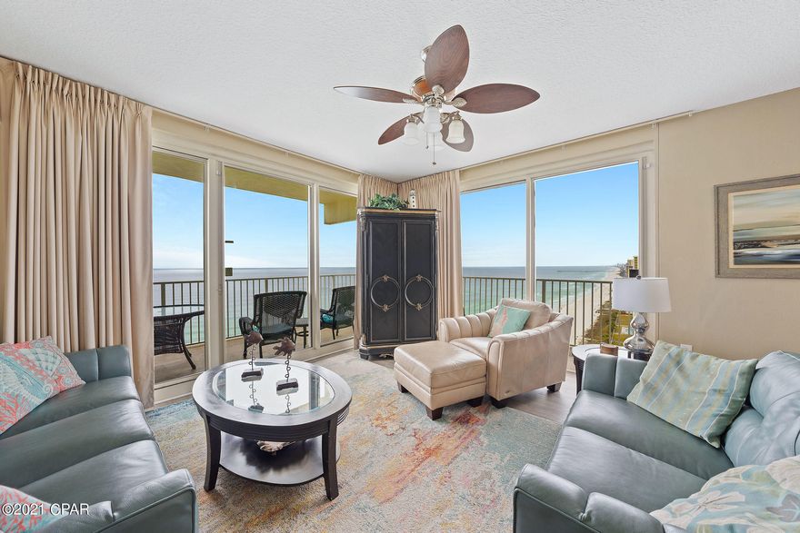 Enjoy Million Dollar Views from this spectacular unit with a wraparound balcony. This luxury 3bed/3bath GULF-FRONT vacation rental ready condo is located at Shores of Panama, one of the premier resorts in Panama City Beach, FL. This 20th floor furnished condo comes with TWO dedicated covered parking spots.

Shores of Panama, is a 23 story Tuscany style condominium of gulf front luxury accommodations offering unparalleled amenities including almost 500' of Gulf frontage, 13,966 sq. ft. million dollar Gulfside, zero entry lagoon-style gulf side pool, Gulf side hot tub, Large heated indoor pool & hot tub, Covered on-site parking deck, Health center with fitness equipment, sauna, full service spa and steam room, Two tiki bars serving lunch and dinner, Beach activities an rental services, Free high-speed internet access,  and more, surrounded by beautiful exterior details. The Shores of Panama is an excellent location on the beach next to Pineapple Willy's and is within walking distance of other restaurants and entertainment. Like thousands of visitors each year, your family will LOVE Shores of Panama.