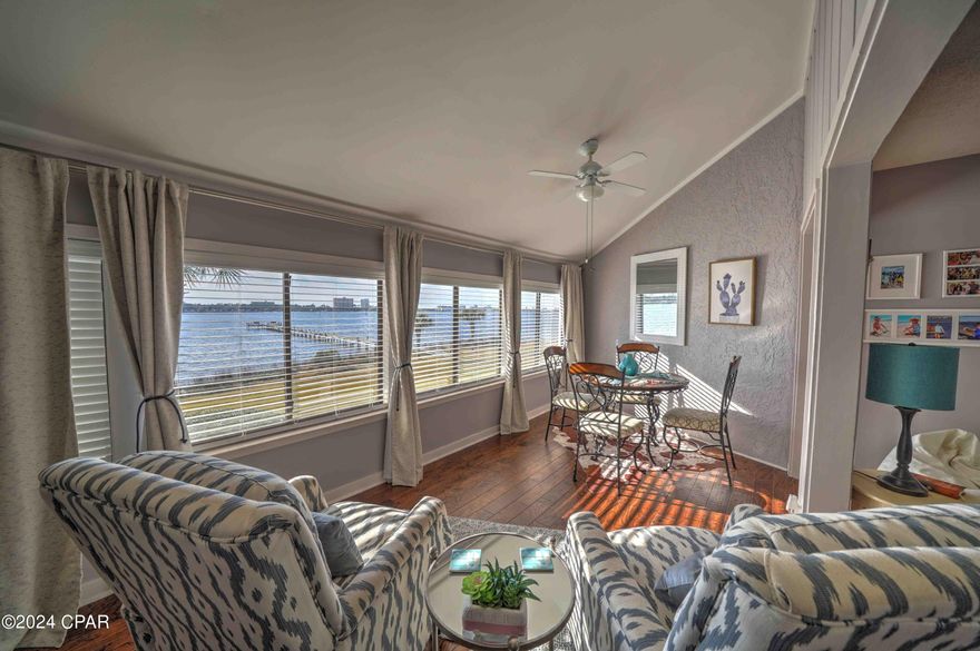 Make your waterfront living dreams come true here in the exclusive community of Bay Point! This exquisite bayfront condominium offers 2 good size bedrooms and 1 full bath. Here you will find luxury, comfort, and convenience, making it the ideal choice for your next 2nd home or investment property. Great open floor plan and nice size living space all greeted with the most stunning bay view that you have to see to believe.  The kitchen is equipped with modern appliances and a breakfast bar. Each bedroom offers a tranquil retreat and wonderful place to rest and relax after a long day.  Sit back in your own living room with your favorite cocktail and take in stunning waterfront views and watch all Grand Lagoon has to offer! Bay Point provides an array of amenities that cater to your every need. For boating enthusiasts, the nearby new Point South marina offers direct access to the Gulf, allowing you to embark on exciting adventures at your leisure. This condo offers easy access to pristine beaches, world-class golf courses, vibrant shopping centers, and an array of dining options. Bay Point has it all, whether you seek a peaceful retreat or an active lifestyle. Don't miss the opportunity to own a piece of paradise in this highly sought-after community. Call today to schedule a private tour and discover the endless possibilities that await you. Let's make your dreams come true!