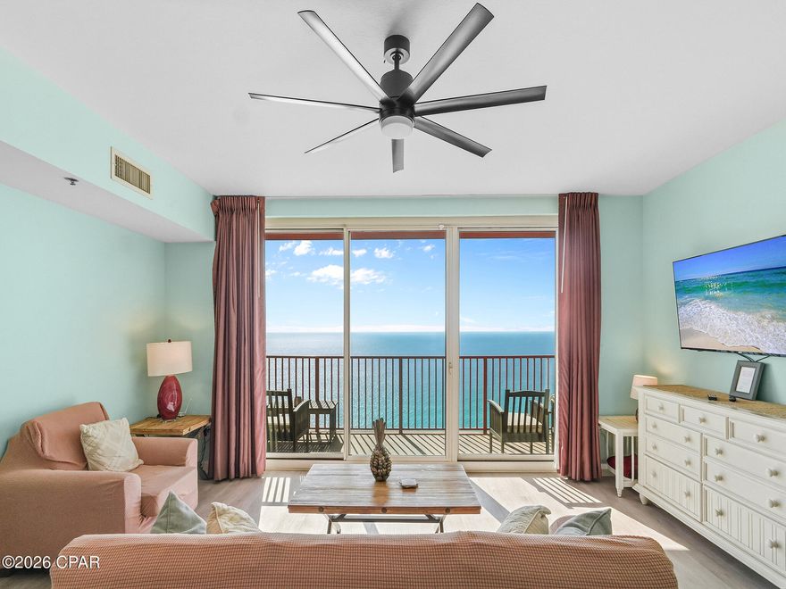 Rare Endcap unit available just listed for sale. Enjoy beautiful Gulf views from this spacious 1-bedroom, 2-bath condo located at the highly desirable Shores of Panama in Panama City Beach. Unit 2230 offers a comfortable and functional layout, perfect for a primary residence, vacation getaway, or investment property. The bedroom provides a private retreat, while the second full bathroom adds convenience for guests. Step out to take in the sights and sounds of the Gulf, just steps from the sugar-white sand and emerald waters. Shores of Panama is known for its prime beachfront location and proximity to dining, shopping, and entertainment, making this an ideal place to enjoy the beach lifestyle. Comes with its own deeded parking space on floor 11.