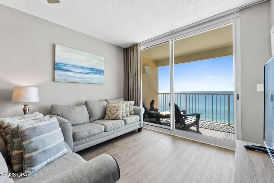 BEST OF THE BEST IN MAJESTIC BEACH TOWERS! Majestic 2-1105 is the beach getaway that you have been dreaming of! Super-efficient floorplan, this oversized 3 bedroom, 2 bath gulf front condo has a PRIME mid stack location in the deluxe 23-story Gulf front complex. Open floorplan, 9' ceilings, and large sliding glass doors allow for fabulous Gulf and sunset views from balcony, living room, dining room, kitchen, & master suite providing the ultimate alfresco living and entertaining environment! This condo's coastal chic ambiance causes it to live like a beach house, but it comes with all the benefits of owning a condo. Great for second home, vacation rental or full time living!  This fresh, ultra clean, meticulously maintained, turnkey offering has all of the extras and will convey fully furnished, decorated, and rental ready. New Luxury Vinyl Plank flooring throughout makes for super low maintenance. Recent appointments include aforementioned new flooring, new polywood balcony furniture, new front door lock that can be controlled remotely, new front door, and smart thermostat. HVAC & HWH replaced in mid-2020. Interior features include a spacious and open floor plan with raised ceilings. The gourmet kitchen is fully equipped. Sunset views from the generous, private balcony are a perfect end to a sunny day and beginning to an exciting evening. MAIN MASTER SUITE is front and center on the beach with direct access to the main balcony and private bath complete with garden tub, separate shower, and large walk-in closet. The master suite opens from a glass slider door to a covered balcony. LUXURY! COMFORT! CONVENIENCE! There is plenty of storage throughout this unit with the ample closets and oversized laundry area complete with full sized washer and dryer. Can be configured to sleep up to 10 people! EXCELLENT RENTAL INCOME POTENTIAL - '23 YTD gross rental income of over $78k! Fantastic rental history and CTO listed in documents section of the MLS listing. Buyer to have the option to keep Snowbird in place from 12/31 to 3/1 - details available upon request. Enjoy the good life at Majestic Beach with an unparalleled deck of resort style amenities including: 650 linear feet of sugar white GULF FRONTAGE, Four Large outdoor pools (2 at Tower I and 2 at Tower II), Two Indoor heated pools (one in Tower I and one in Tower II), Two hot tubs, Baby pool, Wading pool with waterfall, H20 Bar and Grill serving Gulfside/Poolside lunch and dinner, Large outdoor dining area, State of the Art Fitness center, 130 seat Stadium seating Movie Theatre, Convention center, Private Owner's Lounge with full Kitchen, Tennis Courts, Majestic Market featuring Starbucks coffee. Quick distance to the wonderful shopping, dining and entertainment at Pier Park. FROM THIS CONDO, YOU ARE WITHIN STEPS OF EVERYTHING YOU COULD EVER WANT AT THE BEACH!