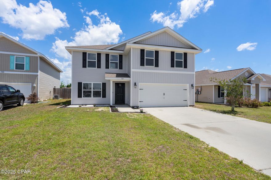 Assumable VA Mortgage available at a 2.375% rate! Don't have to be a VA Buyer to assume! Welcome to this beautifully upgraded 4 bed 2.5 bath two-story home nestled in a quiet cul-de-sac in one of the area's most desirable newer neighborhoods. With only local homeowner traffic on Penn Way, you'll appreciate the calm, community-oriented atmosphere—perfect for evening strolls, front porch chats, and safe play for kids or pets with a fenced Backyard. This neighborhood is just three years old, offering a modern and cohesive aesthetic throughout.

Step inside to find a spacious, open-concept layout with tasteful upgrades throughout. The first floor features durable vinyl flooring in all common areas, 8' ceilings, and a flexible front room that can serve as a home office or study. The large great room flows seamlessly into the kitchen, where you'll love the center island, expansive walk-in pantry, sleek flat-panel cabinetry, brand-new granite countertops, and updated appliances and hardware.

Upstairs, the private master suite is joined by additional bedrooms and a well-sized laundry room for ultimate convenience. The fenced backyard is ideal for entertaining or simply relaxing, and the new front patio and solar lights add curb appeal and charm.

This home has been thoughtfully enhanced with all-new blinds, energy-efficient ceiling fans throughout, and an ultraviolet light system in the AC unit to promote cleaner indoor air. Security and peace of mind are also covered, with over $3,000 invested in an advanced ADT security system—just one example of the many valuable upgrades made with care.

Other standout features include fresh paint throughout, upgraded kitchen pulls, and a two-car garage. The home is truly move-in ready, combining comfort, style, and functionality in a modern community setting.

Location-wise, you're just minutes from all the essentials: 16 miles (23 minutes) to Tyndall Air Force Base, and 22.6 miles to the world-renowned sugar-white sands of Panama City Beach. Downtown Panama City is also just a short drive away, placing shopping, dining, and entertainment within easy reach.

Come experience this beautifully updated home and the peaceful lifestyle it offers—schedule your showing today!