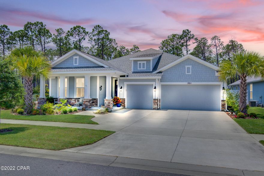 Highlighted by a stunning outdoor space, gorgeous pool, impressive floor plan, solar panels and excellent lot, this 4BR/3BA ''Tracewood'' layout in Breakfast Point is a must-see. The open concept offers maximum privacy for the generous primary suite. Two bedrooms share one bath towards the front of the home then there is ANOTHER bedroom with its own private full bath on the complete other side of the home. Then, there is another bonus room which you could use as an office, playroom or formal dining. Enjoy a prime location with no neighbor on one side and no neighbor behind...amazing sunsets to be had from the back deck. Put this on your short list of impressive homes to view in Panama City Beach today.