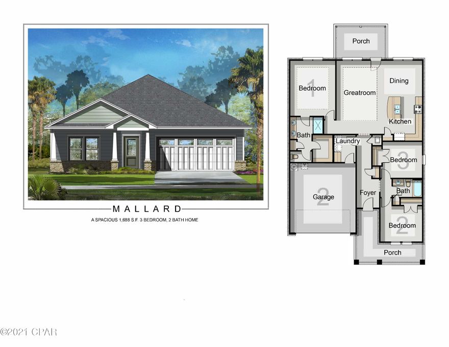 NEW CONSTRUCTION, CAMRYN'S CROSSING II subdivision in Lynn Haven, built by Southern Coastal Homes. INTERIOR features of this coastal inspired home offer a private Foyer entrance that leads to a large, Great Room with tray ceiling. Kitchen with center island, custom cabinetry, & stainless steel appliances leads into dining area and is open to the great room as well. Master Suite has tray ceiling, double vanity, garden tub, & large walk-in closet. Spacious covered patio just off Great Room makes this home perfect for entertaining. EXTERIOR-This ALL BRICK home features a 2 car garage, covered porches, fully sodded yard with Rain Bird sprinkler system. 

*Photos of actual home coming soon*