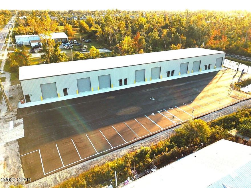 Just minutes from Tyndall Air Force Base with excellent access North on Highway 231, these 1,500± SF bays each feature one 14± FT (h) X 12± FT (w) door, personnel doors in front and back for increased ventilation, and private restrooms. Office space may be constructed to meet tenant's needs. Bays may be combined either initially or as tenant's needs grow, subject to availability. Each space is separately metered for electricity giving the tenant the ability to control their own cost. 17± FT clear. Tenant pays pro-rata share of common utilities. Unit pricing varies - call or text for details. Discounts available for multiple units.