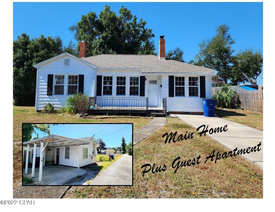 Rare opportunity to purchase a home with a guest apartment!  The main home features 1226 sqft with 2 bedrooms and a bathroom.  Built originally in 1941 with an actual year built of 1981, the home has an eat-in kitchen and large living area with a dining nook.  The apartment was built in 1960 and has 480 square feet separate kitchen, large living area/bedroom and bathroom.  There is new carpet in the living area.  The apartment is located at the back of the property with access on the alleyway. Call your favorite Realtor today for a private showing...  (All important details should be verified by buyer with the appropriate specialist)