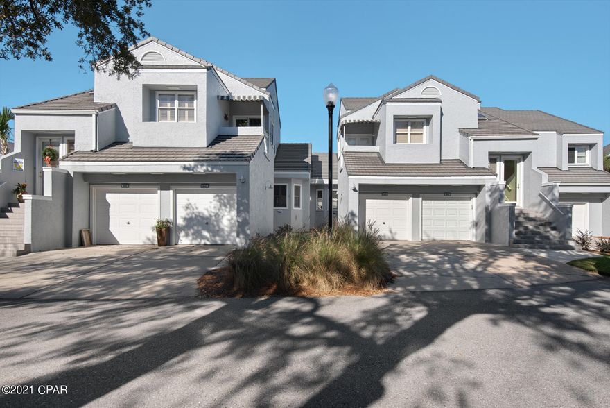 First floor two bedroom, two bathroom condo with garage located in Marina Club Village of Bay Point. Living room features ample space with tile floors, plantation shutters and crown molding. Kitchen has painted black cabinets with black appliances covered in a white countertop giving this space a sophisticated look. Master bedroom is oversized with direct access to rear patio. Master bathroom includes an updated tile shower, double vanities and water closet. Marina Club Village includes community pool and gorgeous grounds with water views! Bay Point amenities include 18-hole golf course with club house, brand new marina that can accomodate vessels over 100 plus feet, tennis courts, golf cart friendly, walking paths and 24/7 roving security.