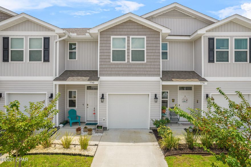 Currently under contract seller accepting backup offers. This interior, two story townhome at Sentinel Point is Move in Ready! There are so many features in this townhome including a 1 car garage, vinyl flooring throughout the common areas, carpeting on stairs, upstairs hallway and bedrooms. The kitchen is open to the living and dining area, has a breakfast bar, lots of cabinet space and a pantry. First floor also includes a half bath. Upstairs is the huge master suite with bathroom featuring a double sink vanity, walk-in shower and lots of storage space. The additional 2 bedrooms, bathroom, and laundry room are on the other side of the second floor. Washer and dryer stay! Smart Home package includes KwikSet keyless entry, Skybell doorbell, automated front porch lighting, Echo Dot device, & Quolsys touch panel which can be integrated to control your lighting, thermostat, front door and so much more.

You will enjoy the maintenance free lifestyle- HOA includes lawn care, trash service, a community pool, and exterior insurance for the building. This townhouse is located on the pond so never any neighbors behind you. 

The location is amazing just 10 minutes from Tyndall Air Force base. Walking distance to grocery shopping, restaurants, retail shopping, Starbucks, Dunkin Donut and more.