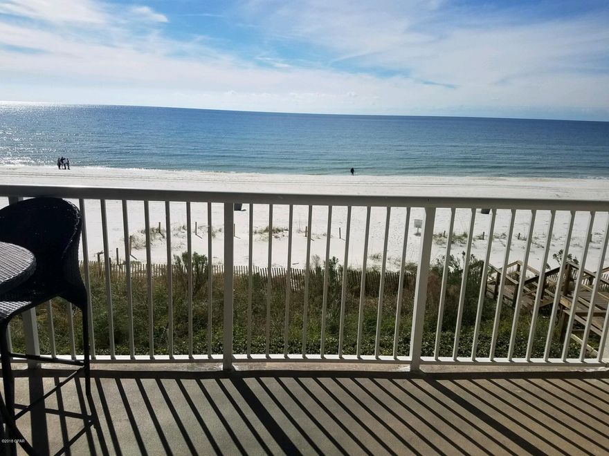 Fantastic opportunity for this perfectly situated 2nd floor location ( no elevators) with an awesome view of the Gulf of Mexico.

Tile through out with exception of the bedroom, and fully furnished/rental ready.

New water heater and A/C unit along with very nice furnishings, sleeps six with pull out sofa and bunk room, washer/dryer and exceptional wall to wall condition.

Priced to sell!

Call today as this one will not last long.