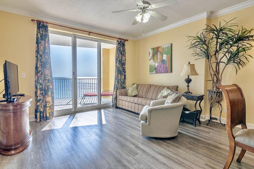 With 2 bedrooms, 2 bathrooms and more than 1,100 sqft of comfortable living space you'll enjoy the perfect setting for relaxing or entertaining. Located in the desirable Emerald Isle condominium this beach front dream is a must see! Conveniently located on the west end of PCB close to Pier Park, popular dining and a short drive to 30A. Highlights include, a beachfront master suite with private access to the oversized balcony, updated flooring throughout the great room and all the bedrooms, crown molding and the unit comes furnished. Keeping convenience in mind this unit has a reserved parking space for owners and guests. The spacious kitchen with a large breakfast bar and granite countertops provides plenty of room to prepare your favorite meals while enjoying the view of the Gulf. Imagine enjoying the day at the beach and spending the evening taking in the breathtaking Florida sunsets from your 5th floor balcony. At night you can open your sliding door and enjoy the sound of the waves crashing on the white sandy beaches. You'll also enjoy the many amenities to include, 2 gulf front pools (1 heated) , a large hot tub, a fitness room (with Gulf Views), saunas and BBQ grills with a picnic area.  This unit also has a lockout door connecting it to unit 503 and as a package. Call for more information on bundle pricing.