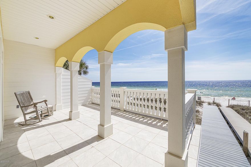 Rare opportunity for this 2720sf 4 bedroom 4 bath incredible beach property with attached garage.  Nothing can complete wih the breathtaking views and quite west end of the beach.  Fully furnished   Open floor plan.  Kitchen has granite counter-tops & top of the line stainless appliances. Living/dining area has: bar area, fireplace, tile floors, crown molding & French doors opening to the Gulf front balcony.   First floor bedroom is large enough for king size bed but is being used as exercise area now.  Laundry room has new washer/dryer & extra refrigerator (included).  Second floor master suite with private balcony, bathroom with oversized shower & large Jacuzzi tub. The other seond floor en suite has a king size bed & built in ex long bunk beds.  The third floor suite has full bath, king size bed, breakfast kitchen opening to a private balcony.   Better than new: HVAC (Jan 2019), repainted (May 2019), Sansung washer/dryer (Feb 2019), 75" Samsung TV (Apr 2019), Spray foam insulation to improve energy efficiency (Feb 2008).  Incredible opportunity for both private or high rental income.  NO association fees.  Located close to 30A, restaurants, shops & airport.