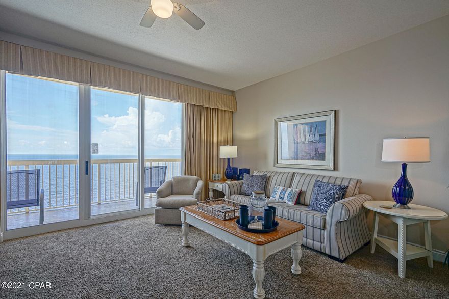 CURRENTLY UNDER CONTRACT, SELLER ACCEPTING BACKUP OFFERS. Gulf front and adjacent to Pier Park, this 1BR/2BA+BUNK condo in the highly desired west tower in Calypso Beach Resort is the premier location in Panama City Beach. Panoramic front row views from the wide private balcony of miles of sparkling Gulf, sugar white sand, and beautiful sunsets. Bring your fishing gear as you are just steps away from the 1500' Russell-Fields city pier. Walk to the shopping, dining, and entertainment at adjacent Pier Park. Frank Brown Park, Gulf World, golf, family recreation nearby and 23 minutes gate to door from ECP. Turn-key condo is offered fully furnished and rental ready with projections to $50K gross. Ideal rental investment or beach home getaway. The D floor plan comfortably accommodates six with a King primary bedroom and ensuite bath, Queen sleeper sofa, hall bunks and a second full bath. Fully outfitted kitchen with stainless appliances, granite, recessed lighting, housewares, and a breakfast bar with seating for three. Great room with nine foot ceilings, a wall of windows with slider, and dinette for four. 
Every desired resort amenity including two Gulf-front lagoon pools (one heated seasonally), a beachside tiki bar, fitness center, high speed elevators, beach service, gated parking garage with air-conditioned walkover, onsite rental, and 24 hour security.

INFORMATION CONTAINED HEREIN IS DEEMED RELIABLE, BUT NOT GUARANTEED AND SHOULD BE VERIFIED BY BUYER. SUBJECT TO ERRORS, OMISSIONS, PRIOR SALE, CHANGES OR WITHDRAWALS WITHOUT NOTICE