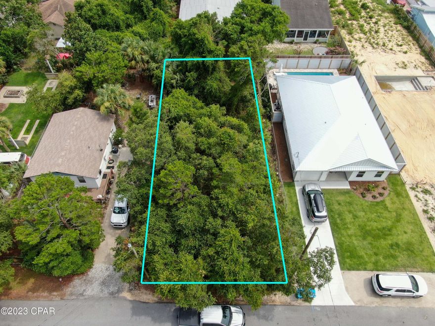 This vacant lot is has never been developed. Lot size is 50x110. Short Term Rentals are OK in this area. No HOA and golf cart friendly community. A quick 7-minute stroll down Sunset Ave to Riviera Dr and it will take you directly to the breathtaking beach at access 86. Nearby Pier Park offers shopping, dining, and entertainment and the historic 30a HWY is a 5-minute drive.