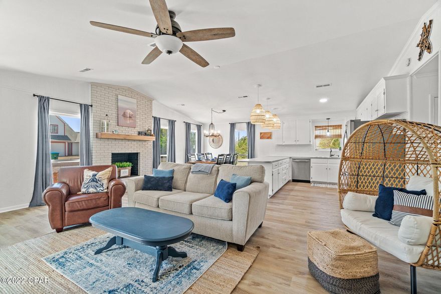 Accepting back up offers.  This beach house will be the location for making memories with your family and  and also is a prefect rental property that will accommodate 10 guests and talk about location, it is located steps from a dedicated beach access.  This three bedroom, two bath beach house has been  updated and is being sold totally furnished.  You are ready to market your beach vacation rental property as soon as you close.  Nothing has been left to chance.   Check out the fenced private oasis as you will enjoy evenings with a private cookout and firepit.  You even will have a one car garage for your storage of outdoor toys.   New roof, freshly painted, new flooring, appliances, water heater, plumbing fixtures electrical fixtures were all upgraded in 2020.  Don't' forget the convenient outdoor shower and you will definitely enjoyed relaxing in the master suite and the remodeled bathroom.  All bedrooms and great room have wall mounted Roku TVs.  This house also features WIFI enabled thermostat, WIFI flood lights at every corner, WIFI Schlage deadbolts and WIFI enabled attic fun.  In 2021 the duct work in the entire home was replaced and Pella Hurricane impact windows were installed.  Stay cool this summer with the HVAC that was replaced in March of this year.  This house is ready for summer fun and can be yours!  Call today for your private tour of this Inlet Beach home.  There is one thing missing in this home and it is you!  All information contained herein is believed to be accurate and true however the buyer assumes complete responsibility to verify all information.