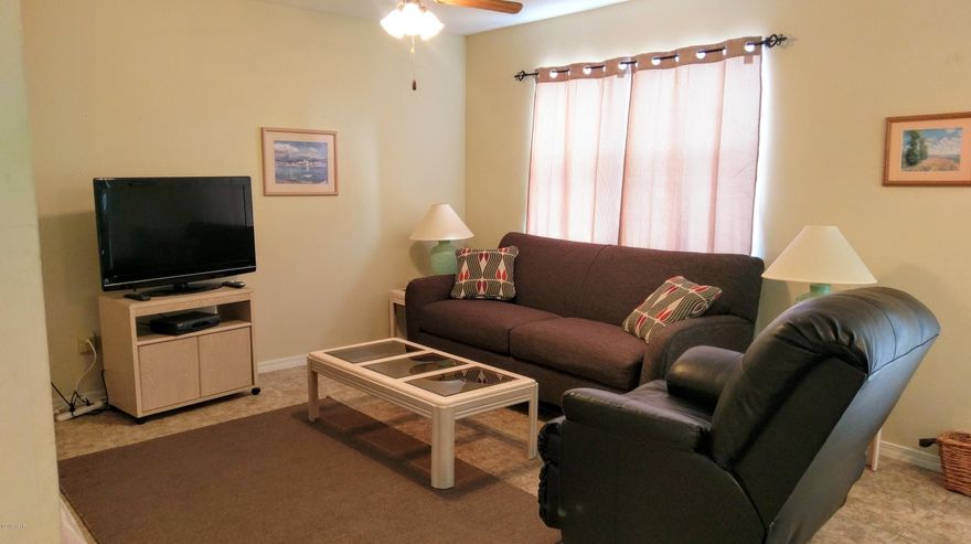 Here is your chance to buy a 1 Bedroom at the Beach for under $100,000. This is a GROUND FLOOR unit, no elevators to worry with. The Dues are $801 a Quarter NOT a Month and that pays for your  Basic Cable Package, Bldg Ins, Water, Sewer, Household Trash, some Pest Control, Mowing your Lawn, and Lots of Amenities. Speaking of Amenities, there are 11 Pools ''5 Heated'', Shuffleboard Courts, Tennis Courts ''2 Lighted'', an 18 hole Mini Golf Course, Conference Center, Fitness Room PLUS there is a Private Clubhouse with a Snackbar and a Pool directly on the Beach and it is also ''Gated''!!! There is NO Extra Charge to use the amenities. Age, SF, and dimensions are approximate... please verify if important!