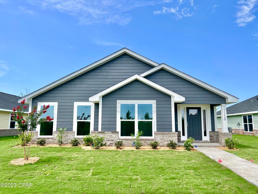 QUALIFIES FOR 3.99% interest! Paid closing costs!
Building is completed on this water side beauty and it is our last one to be built of this floorpan for a while!! 
Introducing the 2,201 sq ft single-story home blending comfort, functionality, and elegance. Features include 4 bedrooms, 2 bathrooms, 2 car garage, a spacious master suite with walk-in closet and en-suite bath, open-concept living area, well-appointed kitchen with island and walk-in pantry, adjacent dining area, separate laundry room, two-car garage, and customizable flex room. Built with energy-efficient materials, this floor plan is perfect for families seeking style and practicality. Granite, Core Tec Pro Plus flooring, beautiful waterfront community with Bay/Gulf access. 20 min from Tyndall AFB!