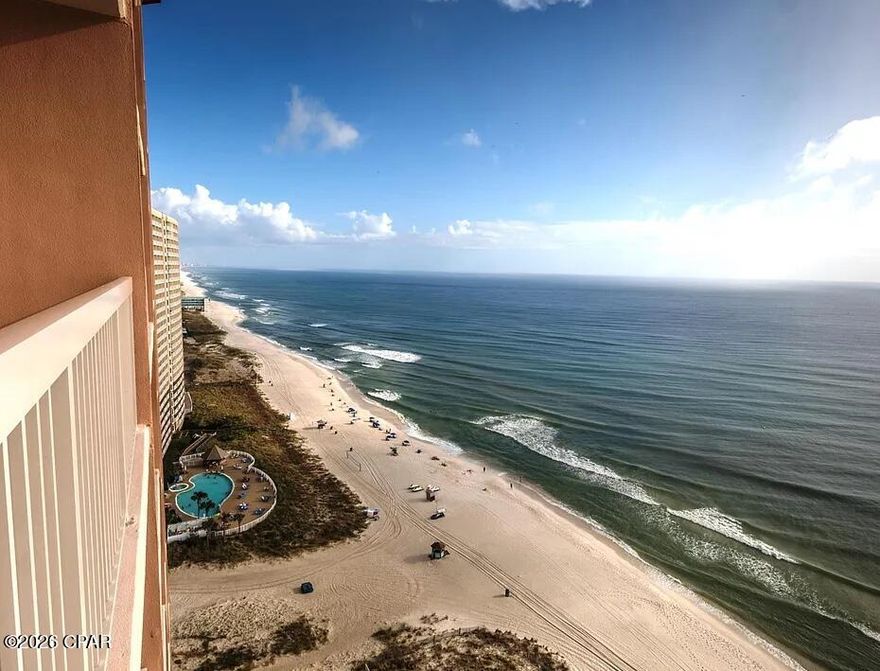 Looking for one of the best renting 1 BR condos on PCB Beach that includes: (1) Master Bedroom on the Gulf. (2) Separate Bunk Room. (3). Two Full Baths (4) Parking Underground. (5) Great Rentals (6) Large Jetted Garden Tub. This condo features consistent tile through-out (NO CARPET), gorgeous granite counter tops, and a huge balcony accessible from your living room and your king master suite, which has double vanities, garden jacuzzi jetted tub, and a separate shower. The large bunk room is just off the entry hallway and features twin over full-size bunk beds. It has a 2nd full guest bath and is ideal for a family of 4-7. The Sunrise Beach Resort is one of the few with covered parking in