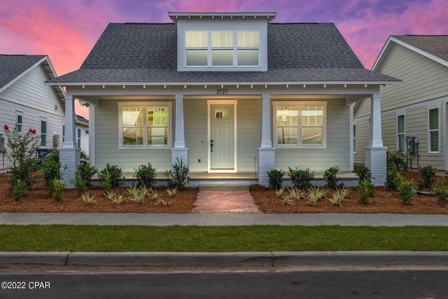 Introducing new plans along with modern designs to the waterfront community of SweetBay! Harris Doyle Homes, the community's newest builder, presents its 2-story Lanark plan with craftsman style exterior. This 3 bed, 2.5 bath, 2-car detached garage home is perfect for entertaining featuring a large welcoming Great Room with fireplace that transitions into a dining area + kitchen overlooking a covered porch. The Primary suite is located on the first floor with large closet. The second floor offers 2 additional bedrooms and bathroom! The design team has incorporated stylish finishes and features with quartz countertops, decorative doors, designer light package, stainless appliances with gas range and decorative wood hood, built in kitchen island microwave and more! Find yourself in the waterfront lifestyle and sense of community at SweetBay with North Bay access to a dock and for kayaking, paddle boarding, and fishing, many pocket parks, an amphitheater, resort swimming pool, basketball court, barbeque pit, ponds, trail system, and boat launch! New home buyers receive priority access to University Academy, Florida's top-rated K-8 school!