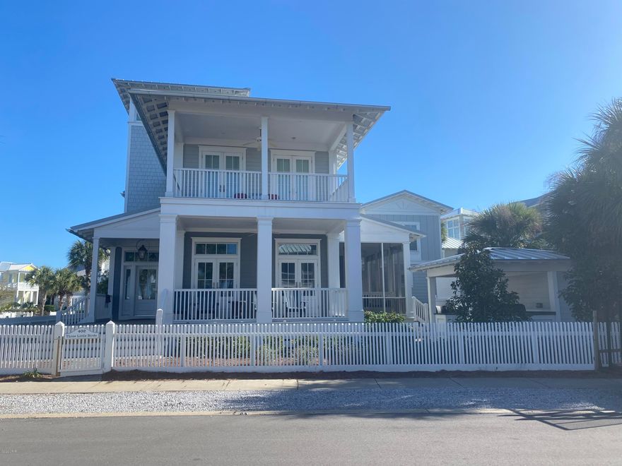 'CURRENTLY UNDER CONTRACT, SELLER ACCEPTING BACKUP OFFERS' Located on a corner lot and creating an extraordinary complex, this property consists of main house, guest house, outdoor kitchen, outdoor fireplace and open 3rd floor viewing tower. The main house consists of 4 bedrooms (two masters), a bunk room, 3-1/2 baths, open floor plan with kitchen, dining and living space, first floor screened in porch and tower. The guest house has two bedrooms and 2-1/2 baths and great second floor living-dining-kitchen area with 1/2 bath. Both houses have outdoor showers. This property is located directly across the street from the Lake Carillon swimming pool and the Gulf of Mexico. This house has great rental income!

If a listing is marked as Under C