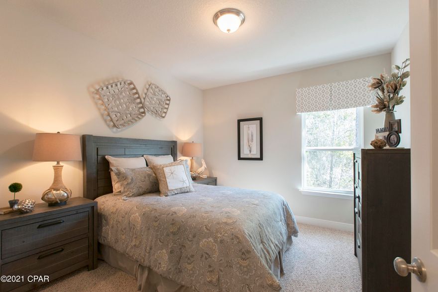 Welcome to Bridge Harbor, located just minutes to shopping, dining and Tyndall AFB. The Delray plan is a 4 bed, 2 bath home. As you enter, you will find elegant vinyl plank flooring in the foyer and all common areas of this home including wet areas. Just off the foyer is a hallway on the left, a hall bath and two bedrooms with plush carpet. To the right of the foyer is a laundry room and bedroom 4. The great room is open to the kitchen that features a center island and granite countertops. Just off the great room is bedroom 1 with walk-in closets and a spacious bath. A standard Smart Home package includes a KwikSet keyless entry, Skybell doorbell, automated front porch lighting, an Echo
Dot device, and Quolsys touch panel which can be integrated to control your lighting, thermostat, front door and so much more.

A builder 10 year structural warranty is also included.

Pictures, photographs, floor plans, elevations, features, colors and sizes are approximate for illustration purposes only and will
vary from the homes as built. Home and community information including pricing, included features, terms, availability and
amenities are subject to change and prior sale at any time without notice or obligation. For Move-In/Completion Estimates:
Ready dates are estimates only. Timing of completion of construction and buyer move-in are subject to contingencies
contained in home purchase agreement and governing jurisdictions issuance of a certificate of occupancy, and may change due to forces majeures and other delays or disruptions outside the reasonable control of the Builder.