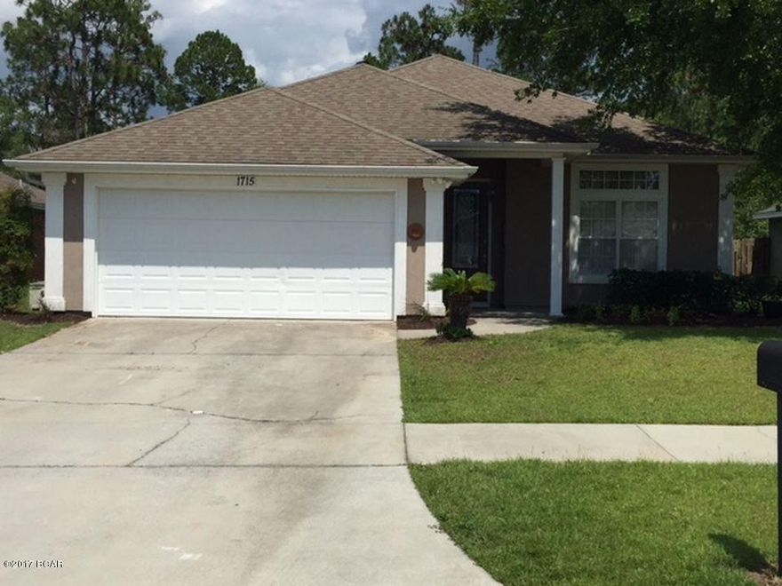 FSBO.  Entered for comp purposes only.  Home in very good condition.  Desirable neighborhood in Lynn Haven - features 3 bedrooms 2 baths, crown molding, high ceilings, trey ceiling in master bedroom, plantation shutters, ceiling fans throughout. House is on a cul de sac and has a large back yard that includes an extended patio. It also backs up to a nature preserve. Home is under a termite bond that is transferable. Zoned for Deerpoint Elementary, Mowat Middle School, and Mosley High School. 1526 square feet