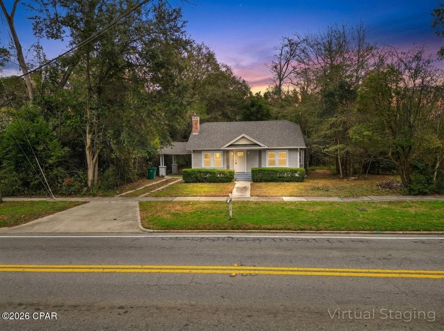 This beautifully renovated 1938 home blends classic charm with modern updates and an unbeatable location—just two minutes from downtown Chipley's shops and restaurants. Located in a charming neighborhood, the property spans from Main Street all the way back to 7th Street, offering rare rear access and plenty of parking.

Inside, the home has been completely remodeled from top to bottom. Updates include brand-new luxury vinyl plank flooring and carpet, fresh interior paint, new kitchen cabinets, new windows with a lifetime warranty, updated appliances (stove coming soon), new vanities and showers, new light fixtures throughout, and new doors. Major system upgrades include a new water heater, a new HVAC system, and a roof replaced in 2025—providing peace of mind for years to come.

The home offers 3 bedrooms and 2 full baths, highlighted by a huge 19x24 primary bedroom filled with beautiful windows that bring in abundant natural light and direct access to a private 12x10 back patio. An exceptionally large laundry room provides flexible space that could serve as a bonus room, home office, or flex area.

This well-built home combines timeless character with modern comfort in a prime Chipley location close to dining, shopping, and everyday conveniences.
