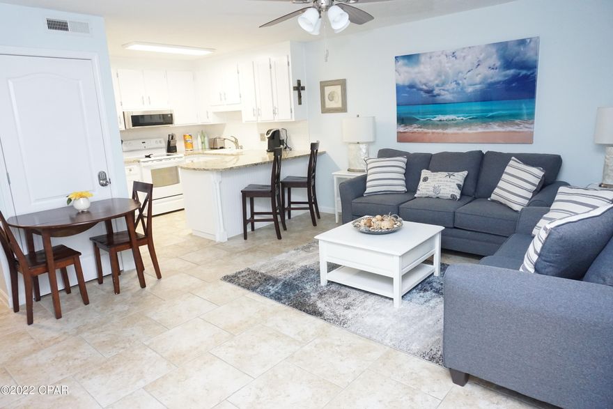 This beautiful 1 Bedroom, 1 Bath ground level condo is located right in the heart of Horizon South. The resort is placed a short walk away from our beautiful beaches and includes an array of amenities your family will enjoy including 4 Swimming Pools, Kiddie Pool, Hot Tubs, Club House, Tennis Courts, Mini Golf, Pool/Billiards Room, Fitness Room, Shuffleboard. This unit comes fully furnished and comfortably sleeps 6 guests. It will make a great Vacation Rental, Investment Property or a Forever Home.  

*Measurements are approximate and should be verified.*