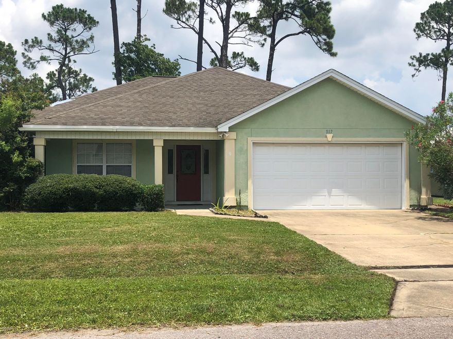 Nice Home in desirable neighborhood.  Currently Tenant occupied, will need full 24 hr. notice to show. Nice Split Bedroom Plan, Open Dining with breakfast bar, dining area and living room.  Spacious Laundry and work space in the garage.  Covered patio on the back of the house, with fenced back yard. The Master Bedroom is large with trey ceiling & very large master bath and walk in closet.  Jacuzzi tub and separate shower double sink vanity.  This is close to Navy Coast Systems, Coast Guard Base, Restaurants, New Soccer Fields,  Grocery Stores, and not far from the State College. And about 3 miles to St Andrews State Park  Call for an appointment today. Measurements are approximate, if important, please feel free to re-measure.