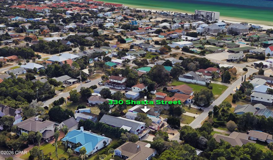 Welcome to Paradise Found - Your Dream Beach Home Awaits! Located on the desirable west end of Panama City Beach, this charming 3-bedroom, 2-bath beach house is the perfect retreat for those who love outdoor entertaining and coastal living. Whether you're looking for a primary residence, a second home, or a lucrative weekly rental, this property offers endless possibilities. Key Features: Spacious Living Areas: A bright and airy kitchen with stainless steel appliances, butcher block countertops, and a convenient island for meal prep or serving. A cozy breakfast nook, perfect for morning coffee. A dining room with a large table, ideal for hosting family gatherings. Outdoor Living at Its Best: A screened-in outside  room, perfect for relaxing with a book, watching football, or enjoying your morning coffee or evening wine. Perfect for soaking up the Florida sunshine .A newly updated front deck ,joints and skirting (2022)  
Bonus Features: A ''He Shed/She Shed'' for all your beach toys, power tools, and storage needs. A golf cart, affectionately named ''The Shark,'' included with the sale for easy trips to the beach Recent Upgrades Metal Roof (April 2017)New HVAC system and blower box (2022)New front door (2022) New sewer cleanout line (2020)Paradise Found comes fully furnished with very few exceptions. A detailed list of excluded items is available upon request .Prime Location: Walking distance or a quick golf cart ride to the World's Most Beautiful Beaches. Close to local favorites like Carousel Supermarket, Thomas Donuts, and Mike's Diner and Oyster Bar .Conveniently located near 30A, Pier Park, Dolly Parton's Pirate Adventure, and Top Golf
This home is more than just a property—it's a lifestyle. Don't miss your chance to own a piece of paradise in Panama City Beach. Schedule your showing today!