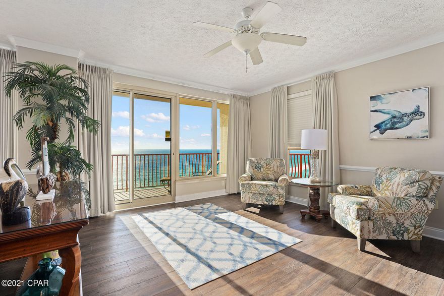 CURRENTLY UNDER CONTRACT, SELLER ACCEPTING BACKUP OFFERS. Enjoy a Panama City Beach lifestyle in this luxurious 3br/3ba condo. An end unit with wrap around water views! Enjoy the balcony overlooking the sparkling waters off the Emerald Coast. Amenities include a lagoon pool as well as a kiddie pool, game, and exercise room. Extra outside storage! This unit is beyond immaculate and the owners are over the top clean. What you see in the photos is the exact beauty in person. Don't miss out on this rare opportunity to own this beautiful unit. Call today for more information and to schedule a showing. All information thought to be accurate, buyer to verify any thing important. New Appliances, New AC