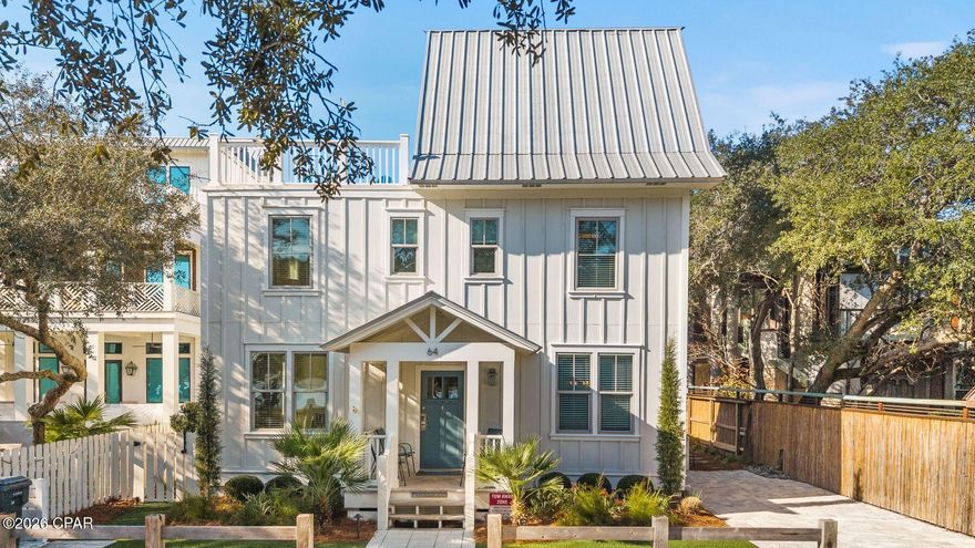 Timeless Grayton Beach character meets thoughtful modern renovation in this rare dual-residence offering just steps from Western Lake, the shoreline, and the heart of one of 30A's most storied beach villages. Originally built in 1970 and extensively reimagined, the property pairs a gracious main home with a fully detached private cottage, creating flexibility for hosting, multigenerational living, or income potential without sacrificing privacy or charm.

The main residence spans approximately 2,910 square feet with five bedrooms and four-and-a-half baths across three levels. Recent updates include a fully redesigned kitchen, renovated bathrooms, fresh interior paint, new flooring, updated wiring and plumbing, two HVAC systems, new appliances, and a new roof. From the inviting front porch, morning coffee is enjoyed with tranquil views toward Western Lake. Inside, the first floor opens to a generous living and dining area that flows seamlessly into the kitchen, which offers ample space for an island and connects to a comfortable sitting or game room. A mudroom off the kitchen adds a half bath, a full-sized laundry, and direct access to the side yard for grilling.

Two first-floor bedrooms feature updated ensuite baths, while a rear hallway leads directly to the backyard. Upstairs, the second level offers two additional bedrooms and two full baths. The third floor serves as a flexible retreat or bedroom, highlighted by a striking wood A-frame ceiling with access to the large balcony.

The detached cottage provides approximately 560 square feet with one bedroom, one full bath, a family room, a full kitchen, a laundry room, an outdoor shower, and a separate entrance. With a new roof and alley access, the cottage allows easy movement to the beach, lake, and dining while remaining discreetly set apart from the main home.

Outdoor living is equally compelling, with a spacious backyard ready for relaxed afternoons, a newly added private pool, curated hardscape, and lush landscaping. After a day on the water, rinse off at the outdoor shower or unwind in one of several private seating areas. Parking is generous with a paver driveway, additional front parking, and two rear spaces for a total of seven. Accessibility has been carefully considered with a ramp on the north side and a fully accessible first floor, including the primary bath.

Both residences may be rented separately or together, offering exceptional versatility. Positioned moments from Western Lake, two beach accesses, and iconic spots like The Red Bar, Chiringo, and AJ's Grayton Beach, this is a rare opportunity to own a true Grayton Beach classic where coastal history, modern updates, and an unbeatable walkable setting come together with ease.