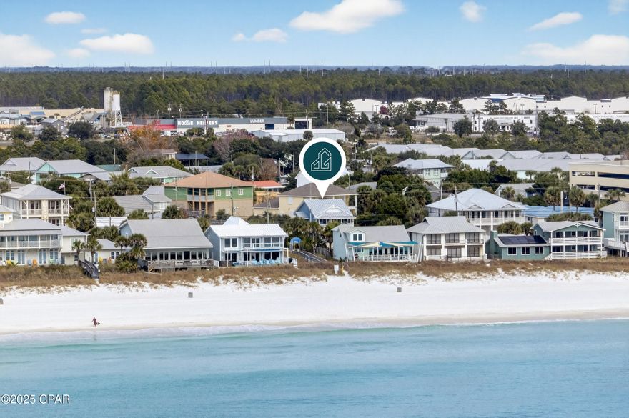 Custom built in 2014 and meticulously maintained by its original owner, this turnkey beach retreat is located directly across the street from public beach access at 76A — a rare and highly desirable feature for both owners and vacation renters. With approximately 2,700 square feet, 5 bedrooms, 4.5 bathrooms, and accommodations for 16+ guests, this home is ideally suited for large families or as a proven short-term rental.

The home was thoughtfully remodeled and features porcelain plank tile flooring throughout, offering durability and easy maintenance. The flexible floor plan includes two master suites (one on each floor) and a bunk room with two adult queen-over-queen bunk beds which include ensuite baths. A second living area on the first floor provides additional gathering space and opens directly to the pool deck. The kitchen is designed for both entertaining and rental performance, showcasing granite countertops, marble backsplash, stainless steel appliances, and a seamless flow into the main living area with gulf views. Sold fully furnished, the home is truly move-in or rent-ready. 

Outdoor living is a standout feature, with a private 30' x 14' gunite saltwater pool, Cool-Crete pool deck, and an outdoor shower — perfect after a day at the beach. Parking for up to six vehicles is easily accommodated with a long driveway and side pad.

Built to last, the home offers an aluminum roof with a 50-year warranty, Everlast composite siding, dual HVAC systems (new in 2024), and an 80-gallon hot water heater. The garage bays have been converted to additional living space, enhancing functionality for guests.

Located in a prime Panama City Beach setting, you're just minutes from Pier Park, dining, shopping, attractions, and the renowned 30A corridor. With a strong rental history and excellent reviews (9.6/10 on VRBO), this property delivers both lifestyle enjoyment and proven income potential.

An exceptional opportunity to own a high-performing beach home directly across from public beach access — an advantage that truly sets this property apart.