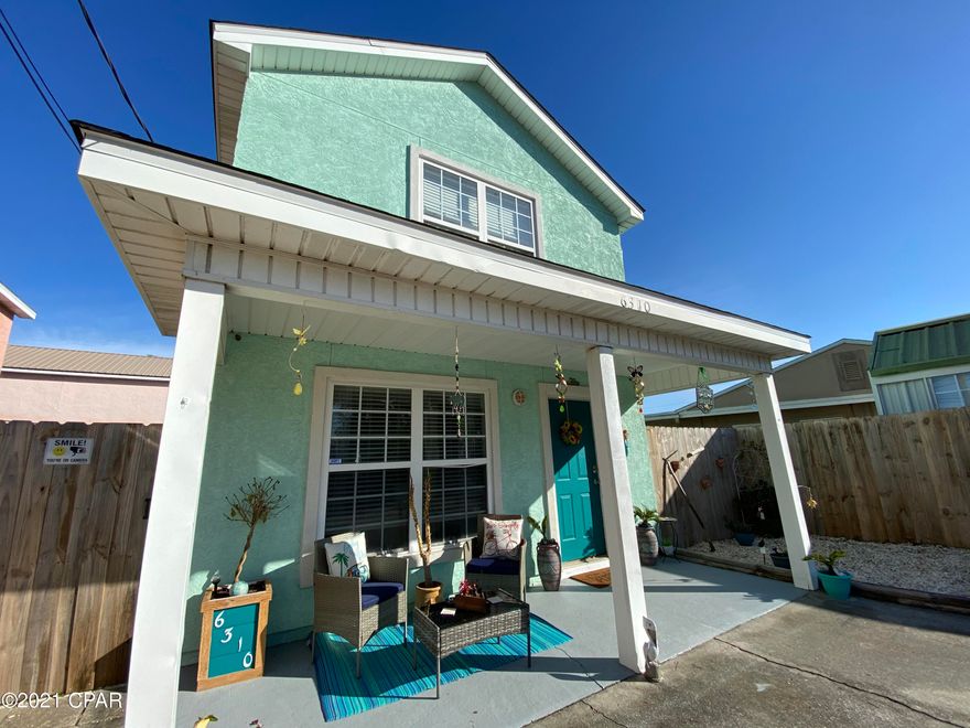 This super cute two bedroom, one and half bath beach house has a gorgeous backyard oasis for entertaining or just relaxing! Located on the sought after east end of Panama City Beach, literally minutes from the Navy Base, Retail Shops, Five Star Restaurants and the beautiful beach! This well maintained home has had the following updates: it's been painted throughout, new living room light fixture, new garbage disposal, both front and back patios have been painted, new privacy fence on both sides of the property, new electronic door lock on the front door and new decking and landscaping in the backyard. This house would make a great first home or rental property. The Seller is offering a Home Warranty with an acceptable offer and has a Survey. Sold unfurnished but furnishings negotiable.