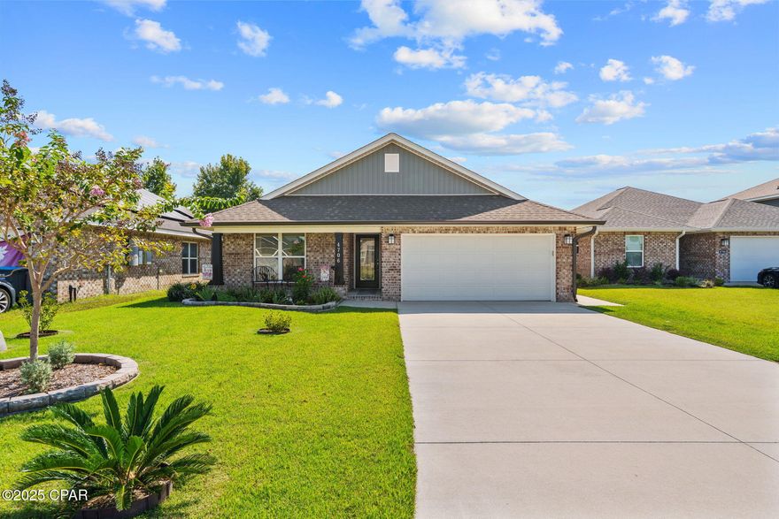 Welcome to this beautiful 3 bedroom, 2 bath split floor-plan, brick home located on a cul de sac! Featuring many upgrades to include - gutters, french drain system, handicap accessible soaker tub/shower in the guest bathroom as well as an upgraded primary bathroom shower, lush landscaping, pergola, concrete walk ways to the backyard, and much more....This home boasts a spacious family room and dining area (with all new LVP flooring throughout), perfect for both relaxing and entertaining. The large primary suite includes a generous walk-in closet and a large shower with double vanities, creating a private retreat. Step outside and enjoy the covered back porch with extended concrete walkways that surround the home, providing both convenience and charm. The property is fully landscaped and equipped with a sprinkler system, making it easy to maintain a lush outdoor space. Additional features include a Bluetooth-enabled garage door opener and a Nest thermostat for modern comfort and efficiency. This home is move-in ready and waiting for its next owner don't miss the chance to make it yours!