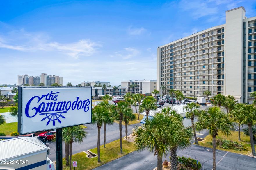 'CURRENTLY UNDER CONTRACT, SELLER ACCEPTING BACKUP OFFERS' Adorable penthouse studio in the ever popular Commodore Condo complex on the East End of Panama City Beach, Fl. Walk to St. Andrew's state park, enjoy the heated pool or hot tub, be in close proximity to all the water sports in the area, and live your wildest dreams in this cozy, super unique space on the top floor.  Updated LVP flooring, fully furnished with updated kitchen and appliances and sold turnkey, this condo is a perfect start to learning to run your own vacation rental!